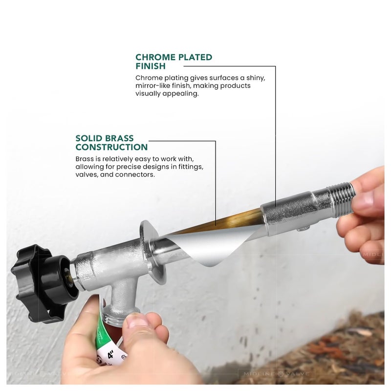 Everflow Midline Valve 8426 Sillcock Pipe Chrome Plated Brass Body Frost 1/2 inch MIP/Sweat Connection and 3/4 inch Hose Bib, 4 - Image 4